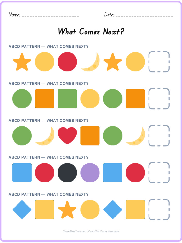 ABCD pattern worksheet 12 for kids