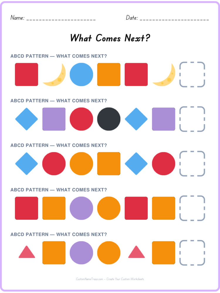 ABCD pattern worksheet 13 for kids