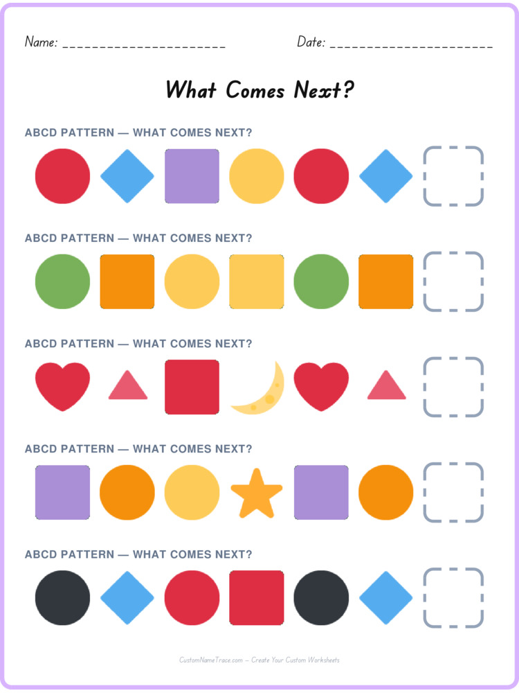 ABCD pattern worksheet 14 for kids