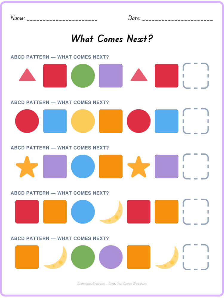 ABCD pattern worksheet 15 for kids