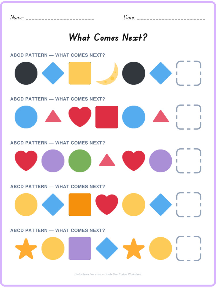 ABCD pattern worksheet 16 for kids