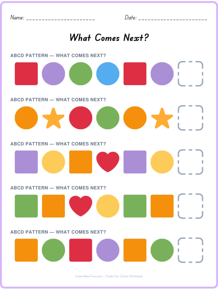 ABCD pattern worksheet 17 for kids
