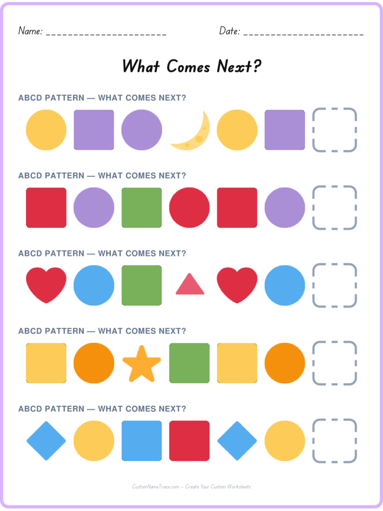 ABCD pattern worksheet 18 for kids