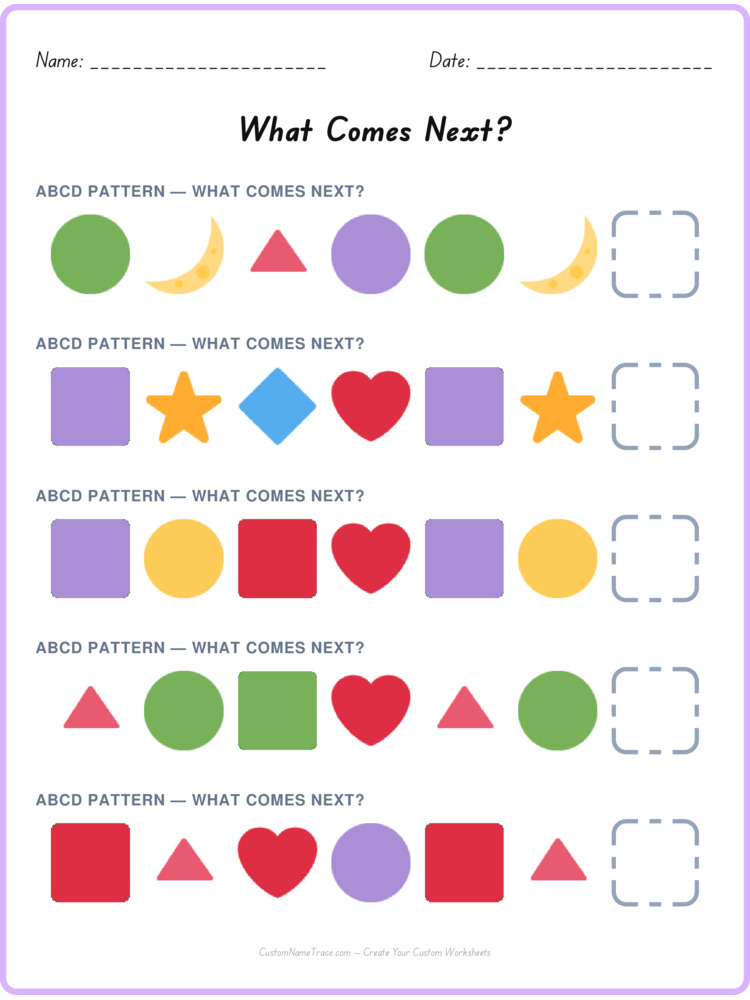 ABCD pattern worksheet 19 for kids
