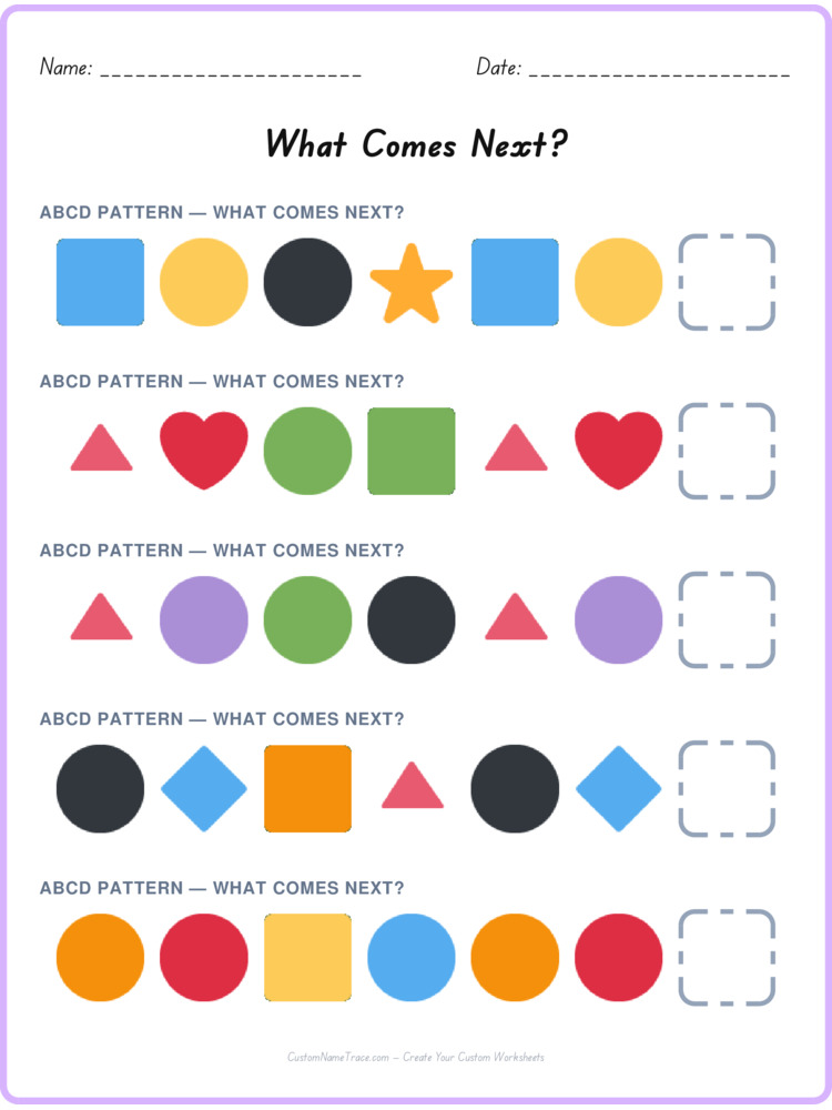 ABCD pattern worksheet 20 for kids