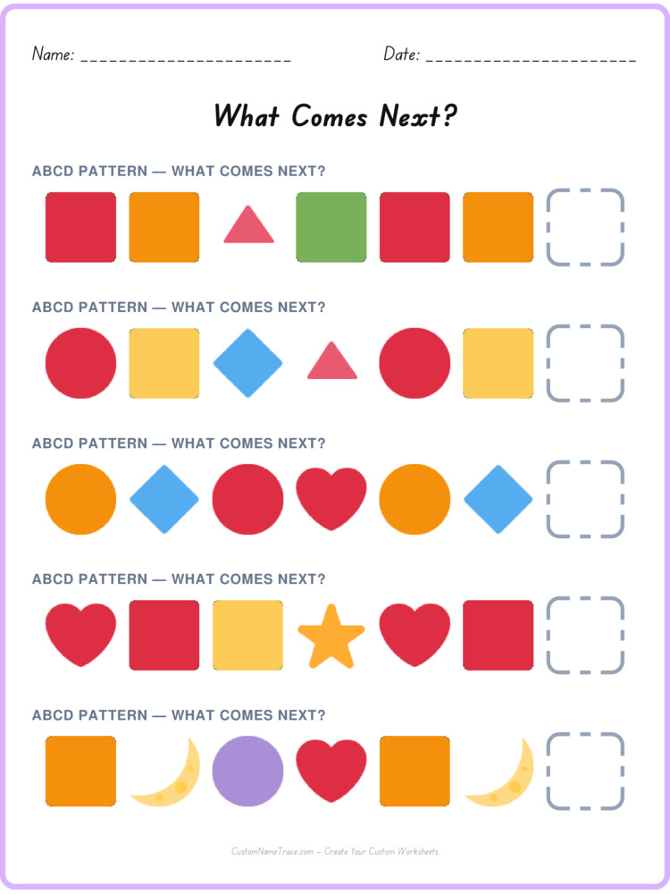ABCD pattern worksheet 21 for kids