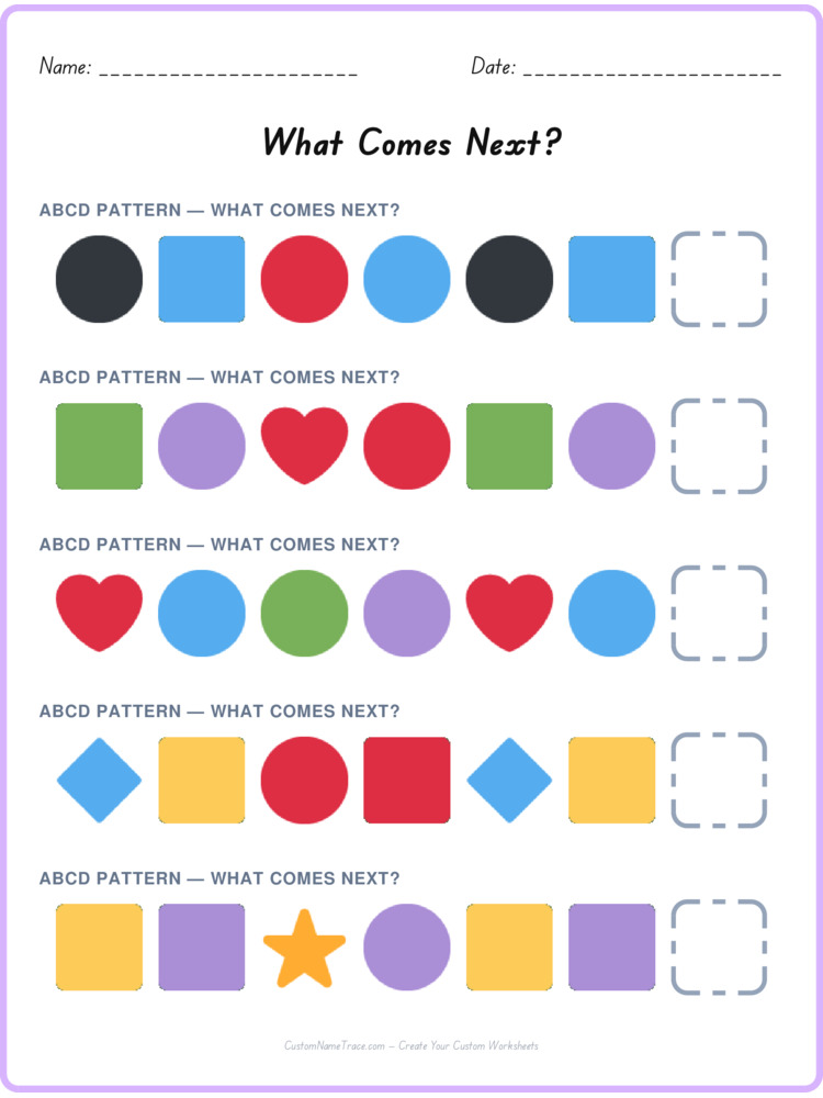 ABCD pattern worksheet 22 for kids