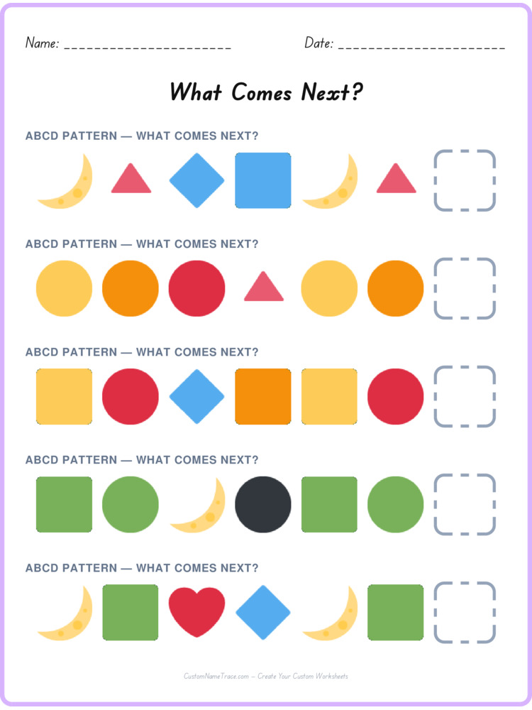 ABCD pattern worksheet 23 for kids