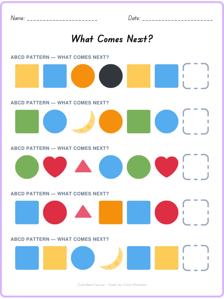 ABCD pattern worksheet 24 for kids
