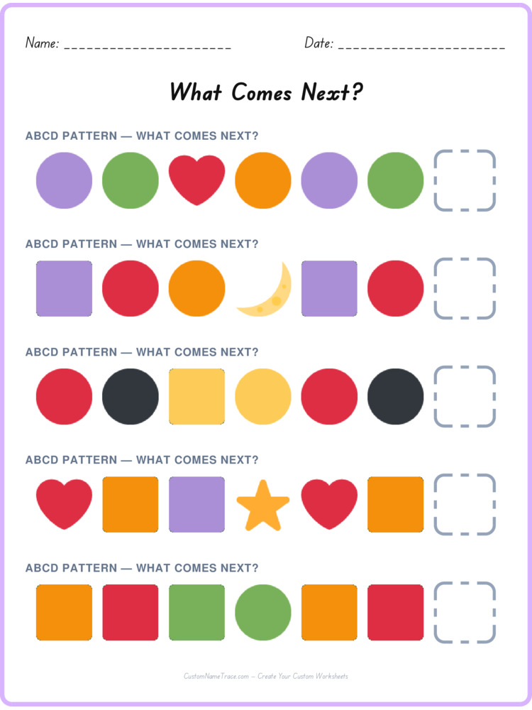 ABCD pattern worksheet 25 for kids
