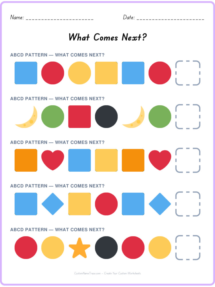 ABCD pattern worksheet 26 for kids