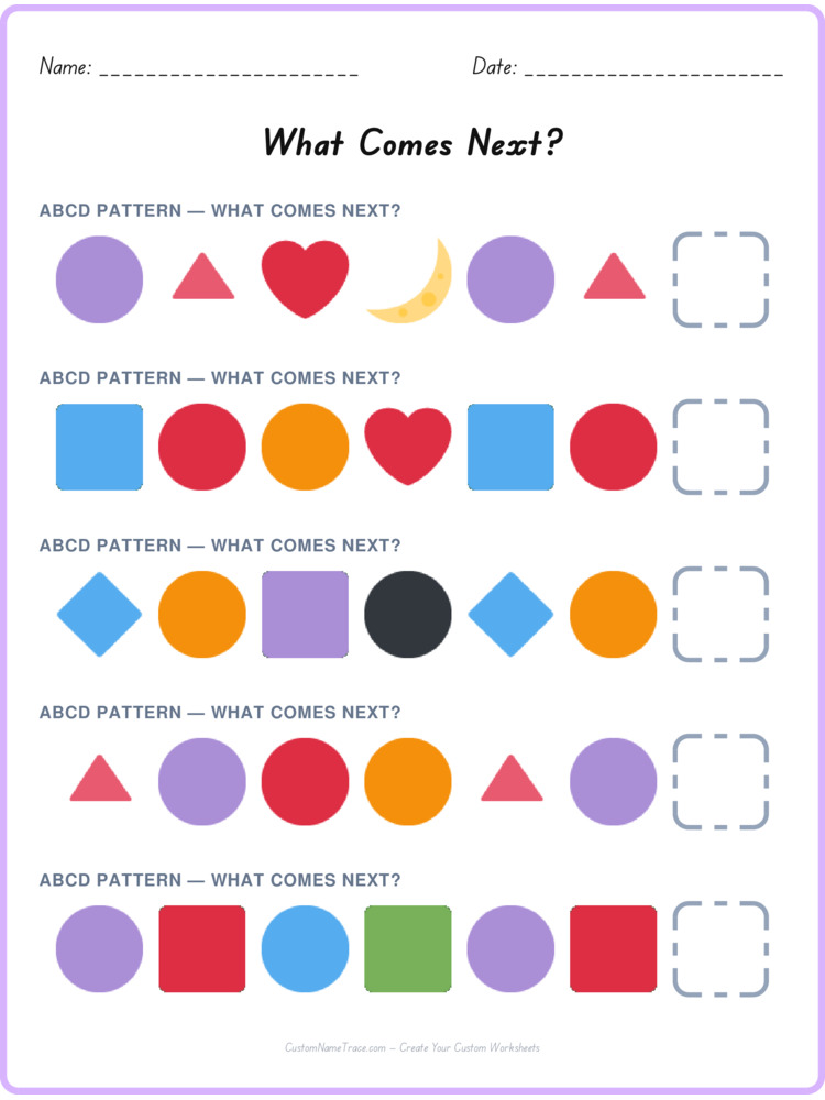 ABCD pattern worksheet 27 for kids