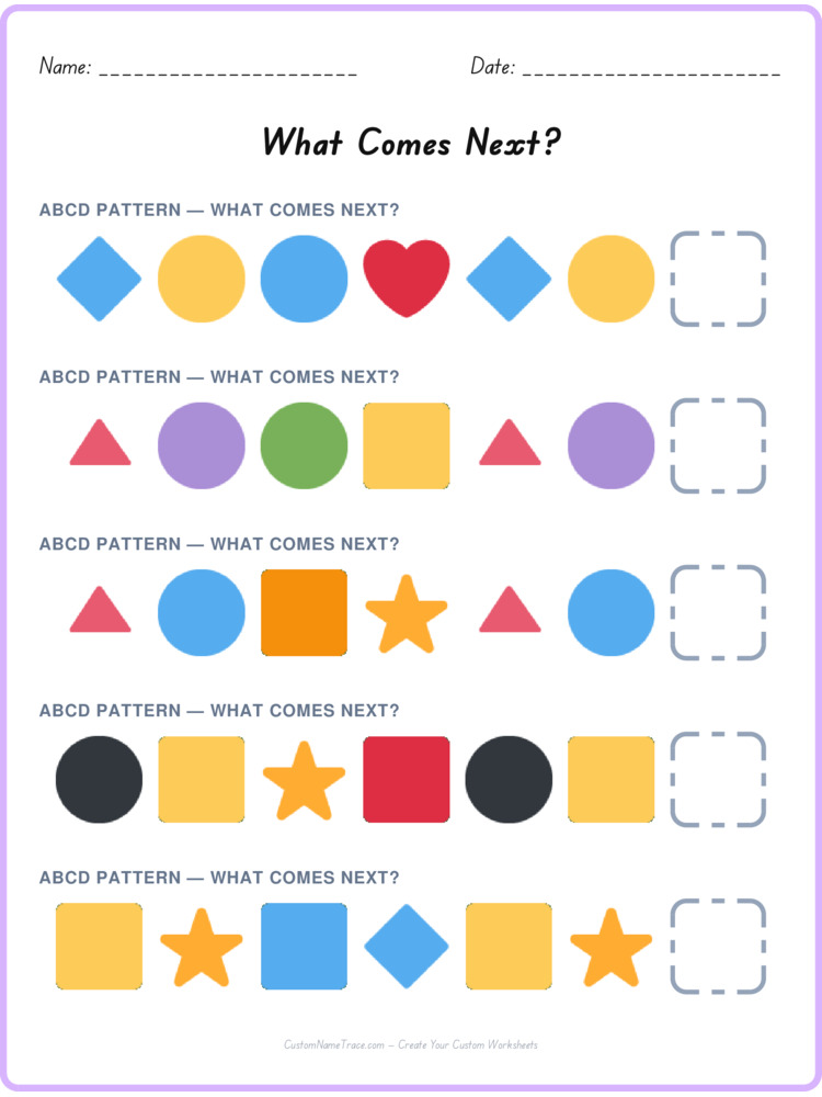 ABCD pattern worksheet 28 for kids