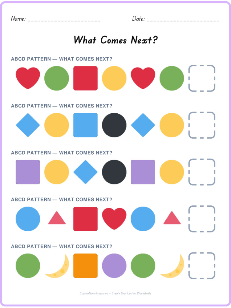 ABCD pattern worksheet 30 for kids