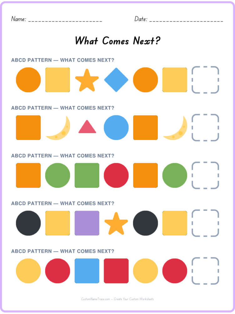 ABCD pattern worksheet 31 for kids