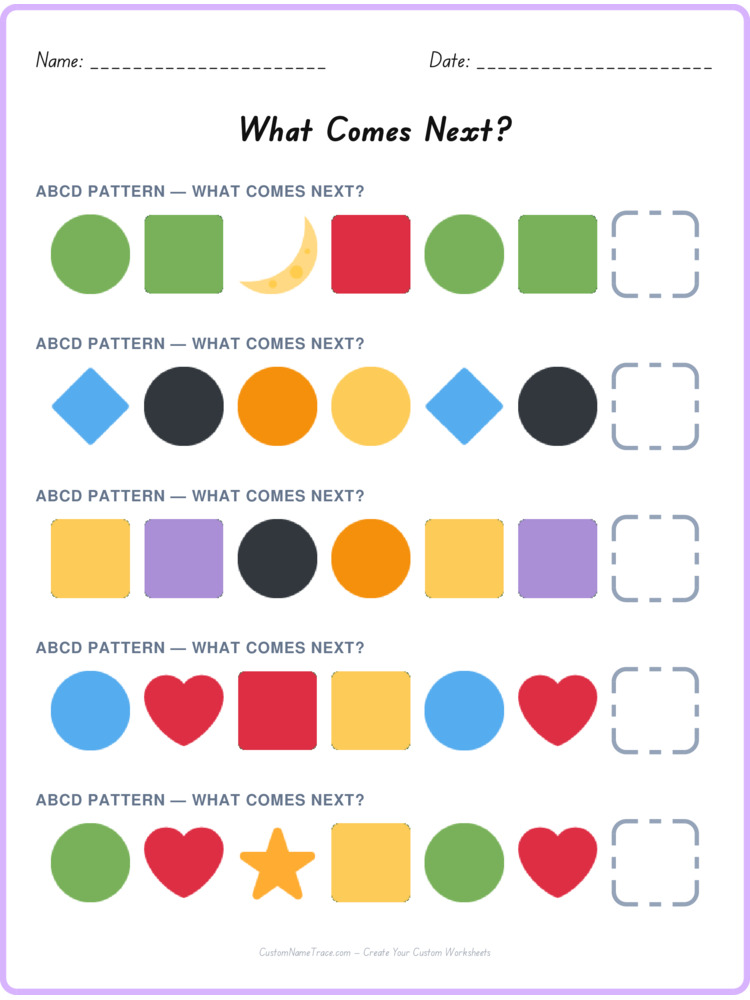 ABCD pattern worksheet 32 for kids