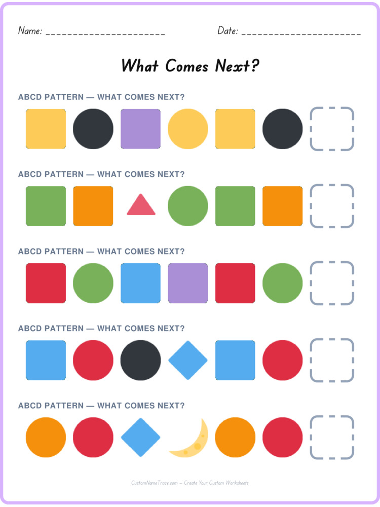 ABCD pattern worksheet 33 for kids