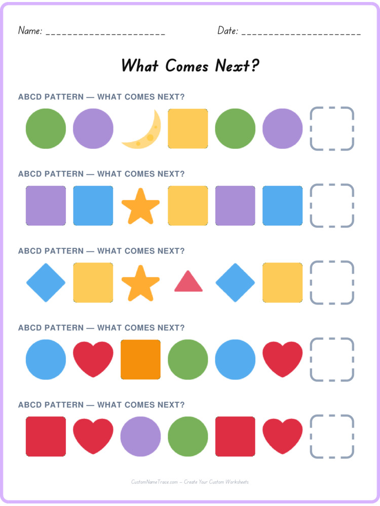 ABCD pattern worksheet 36 for kids