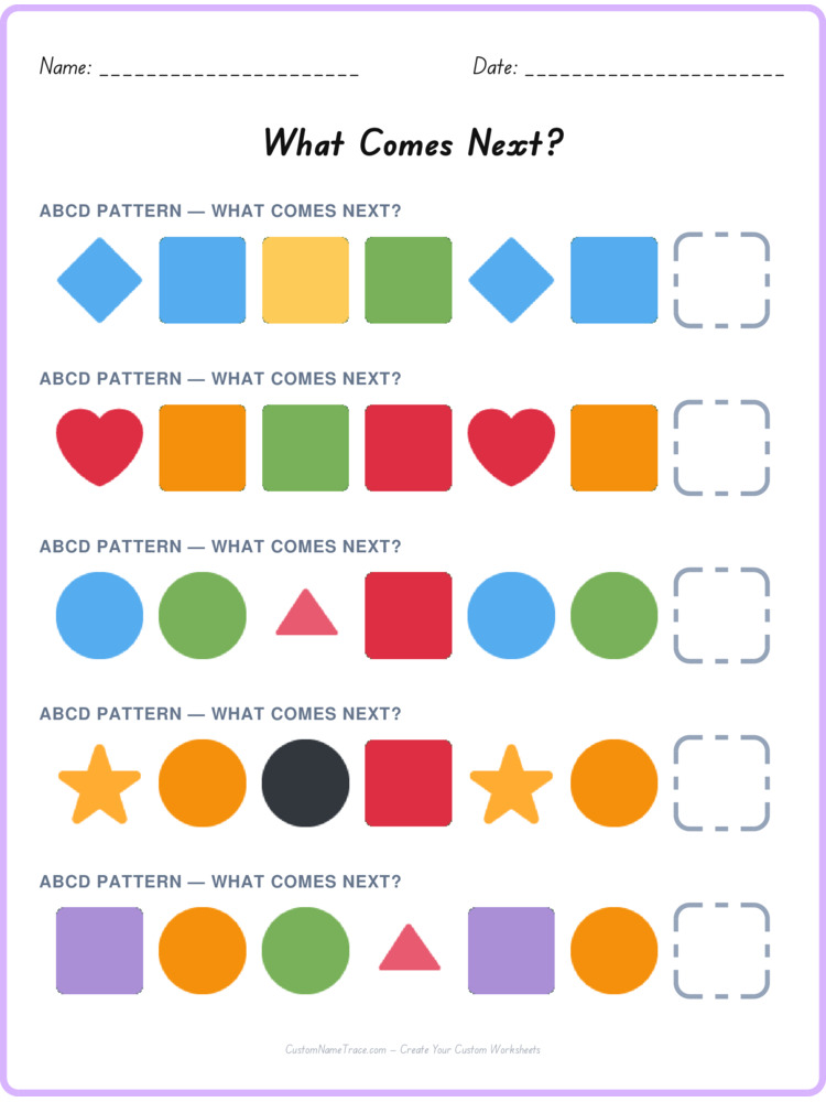 ABCD pattern worksheet 37 for kids