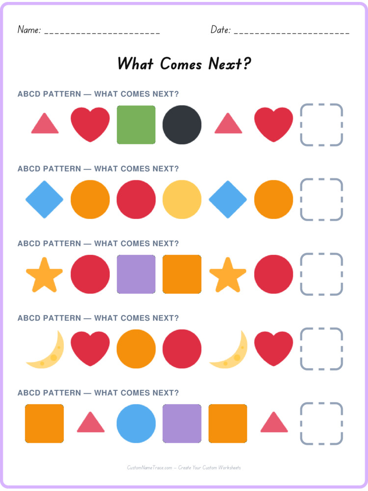 ABCD pattern worksheet 38 for kids