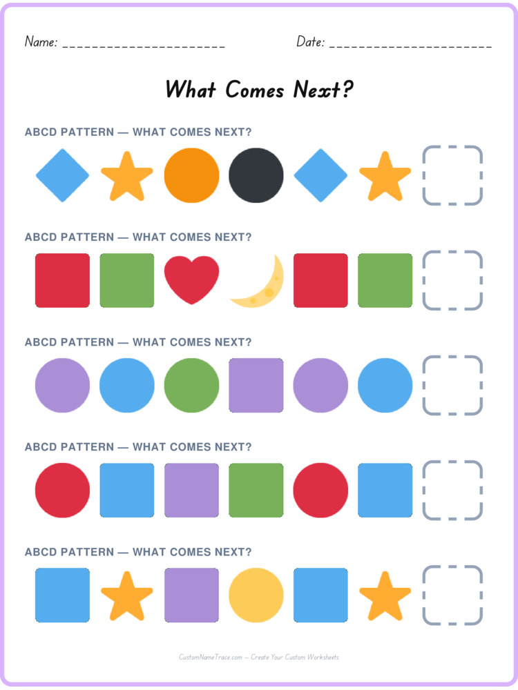 ABCD pattern worksheet 39 for kids