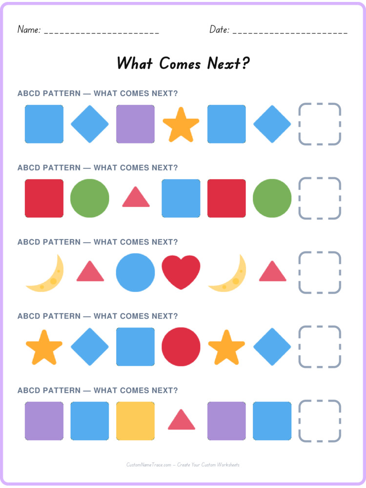 ABCD pattern worksheet 40 for kids