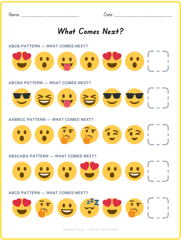 Mixed Review pattern worksheet 1 for kids