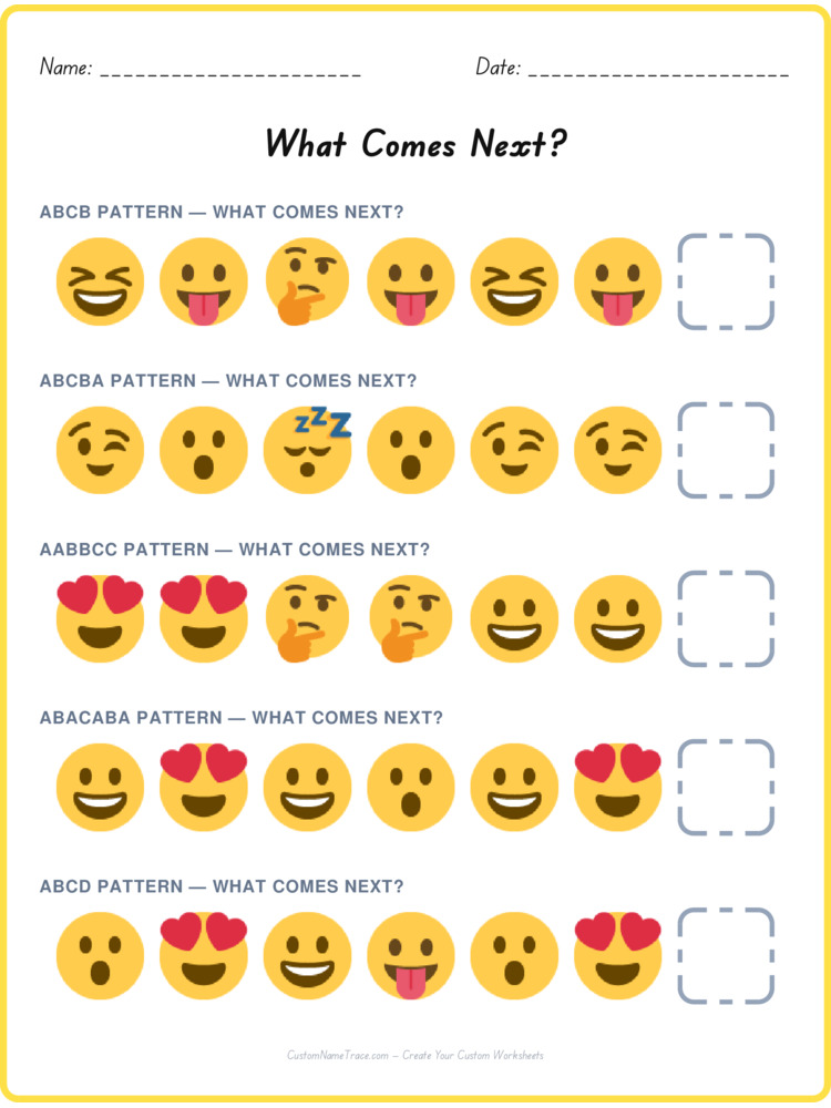Mixed Review pattern worksheet 10 for kids