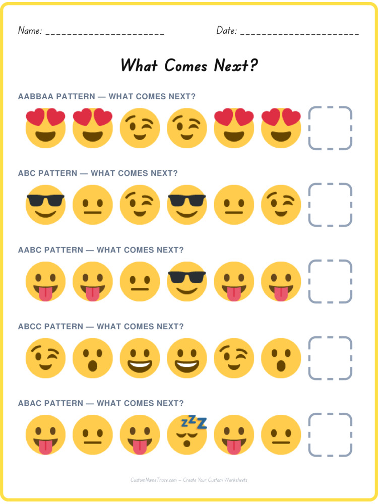 Mixed Review pattern worksheet 101 for kids