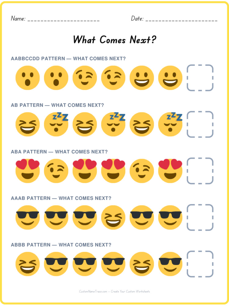 Mixed Review pattern worksheet 103 for kids