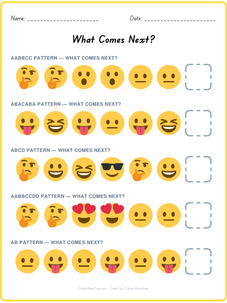 Mixed Review pattern worksheet 104 for kids