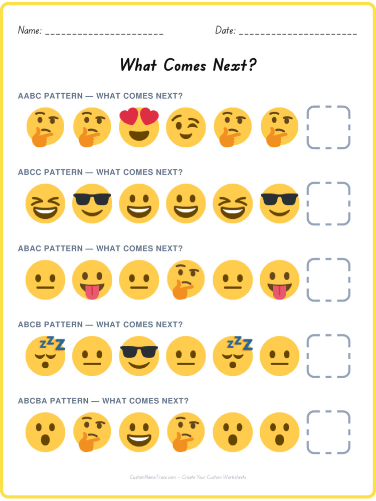 Mixed Review pattern worksheet 105 for kids