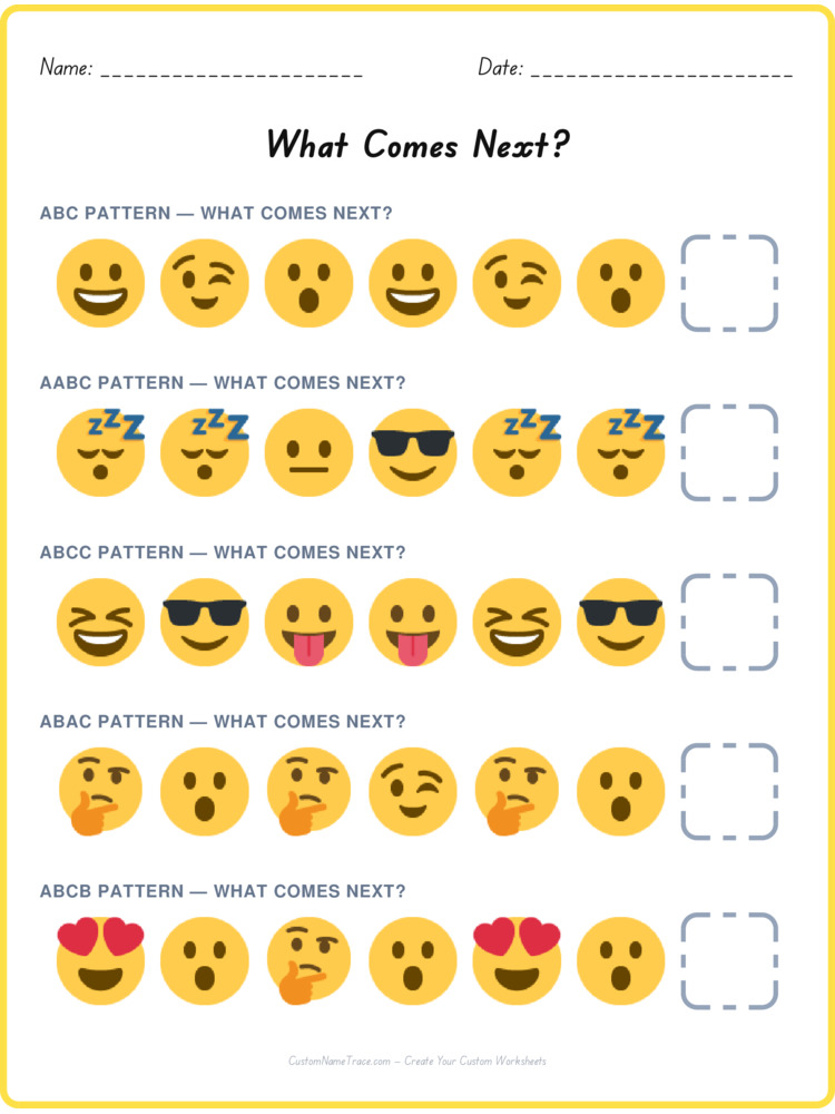 Mixed Review pattern worksheet 106 for kids