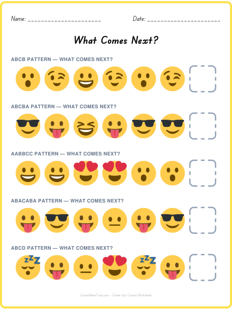 Mixed Review pattern worksheet 107 for kids