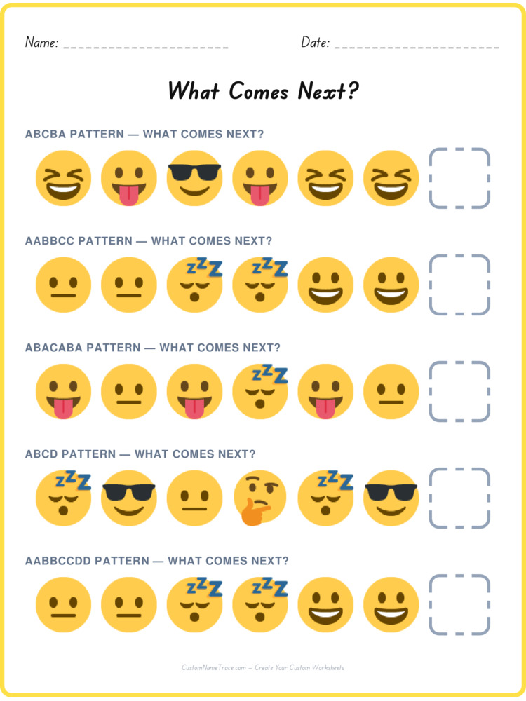 Mixed Review pattern worksheet 110 for kids