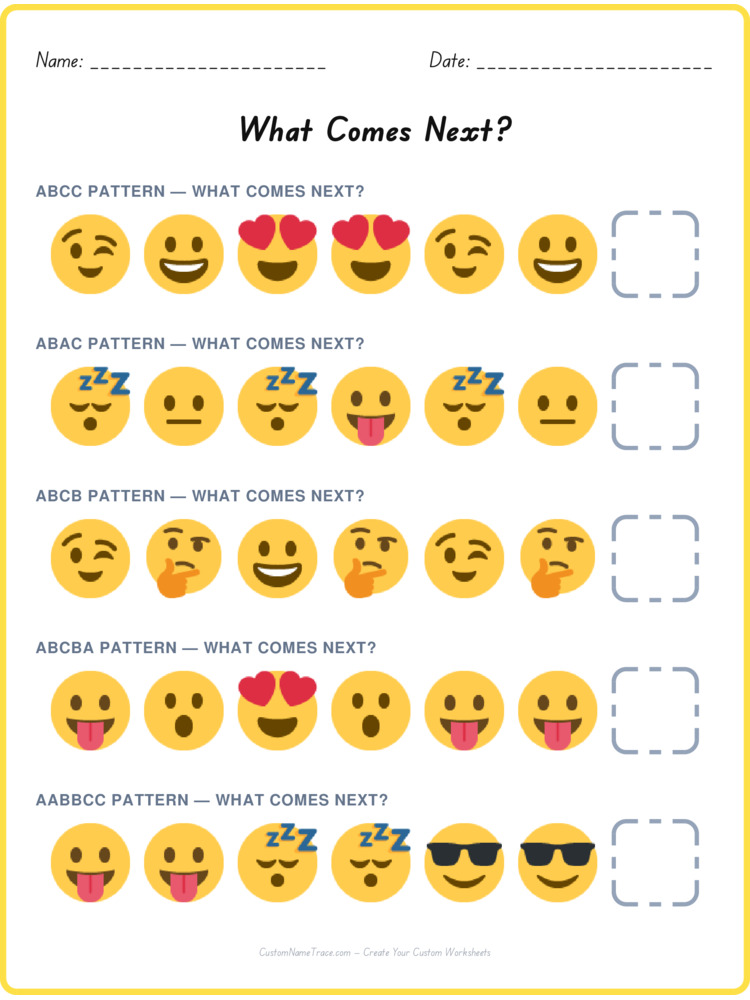 Mixed Review pattern worksheet 113 for kids