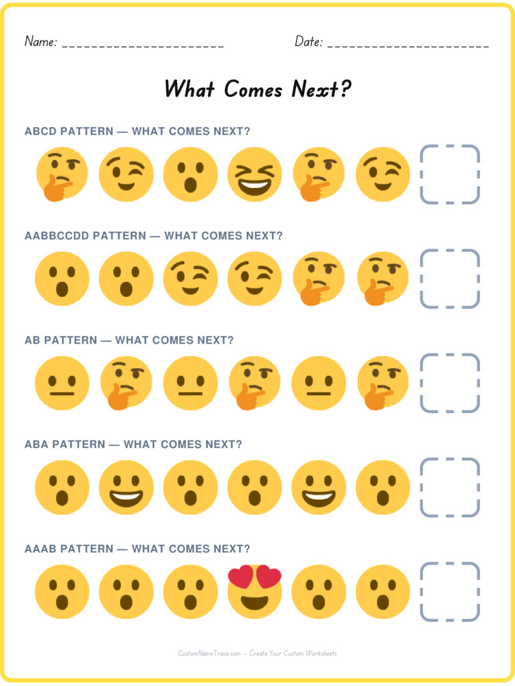 Mixed Review pattern worksheet 12 for kids