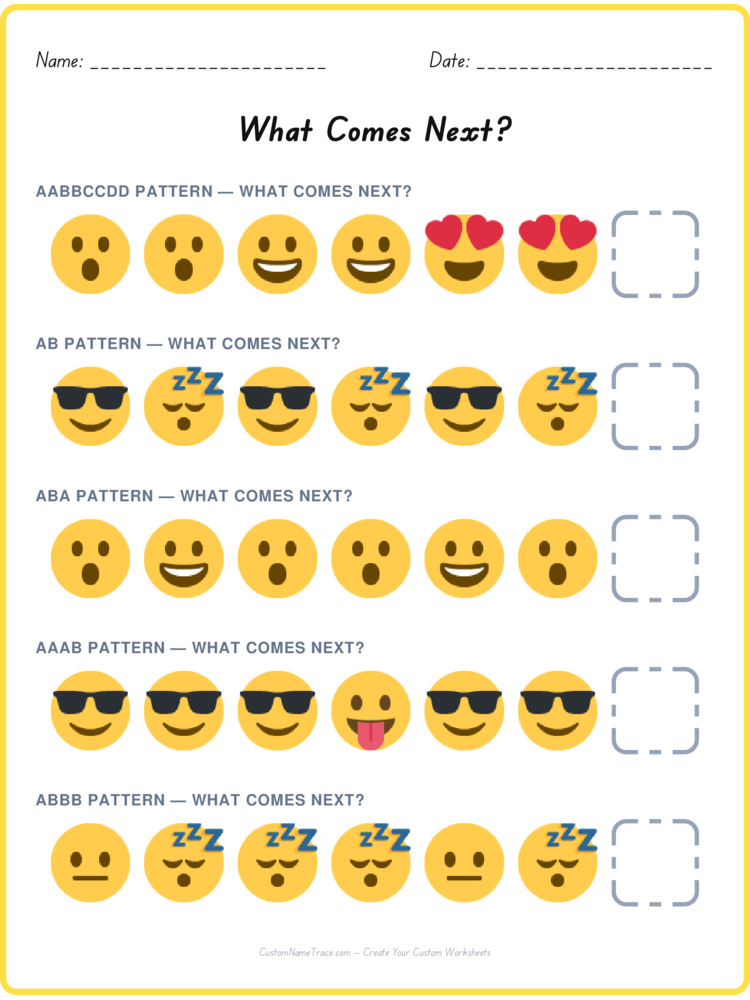 Mixed Review pattern worksheet 122 for kids