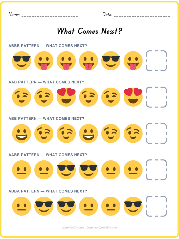 Mixed Review pattern worksheet 123 for kids