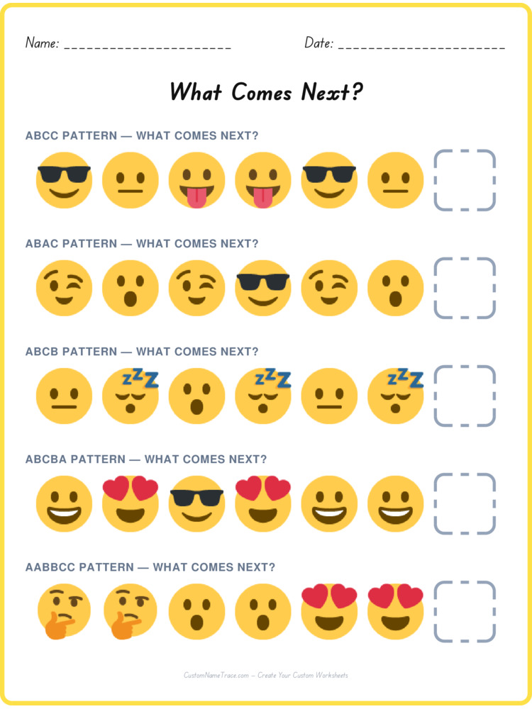 Mixed Review pattern worksheet 124 for kids