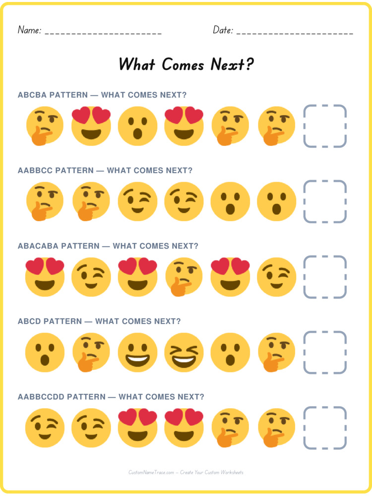 Mixed Review pattern worksheet 125 for kids