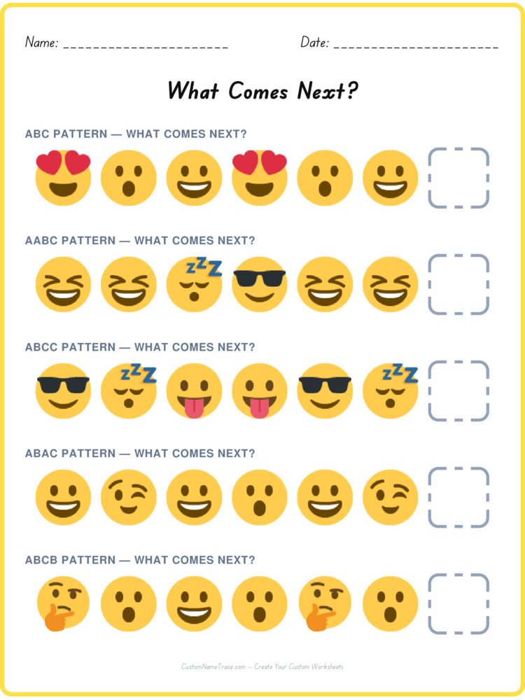 Mixed Review pattern worksheet 127 for kids
