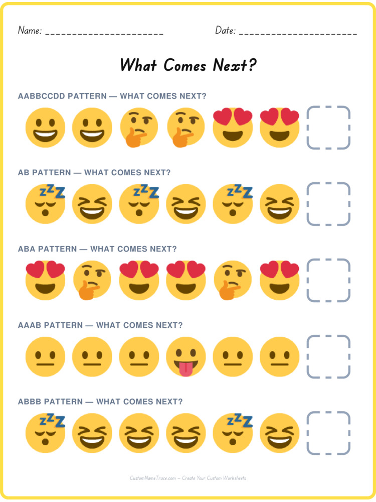 Mixed Review pattern worksheet 128 for kids