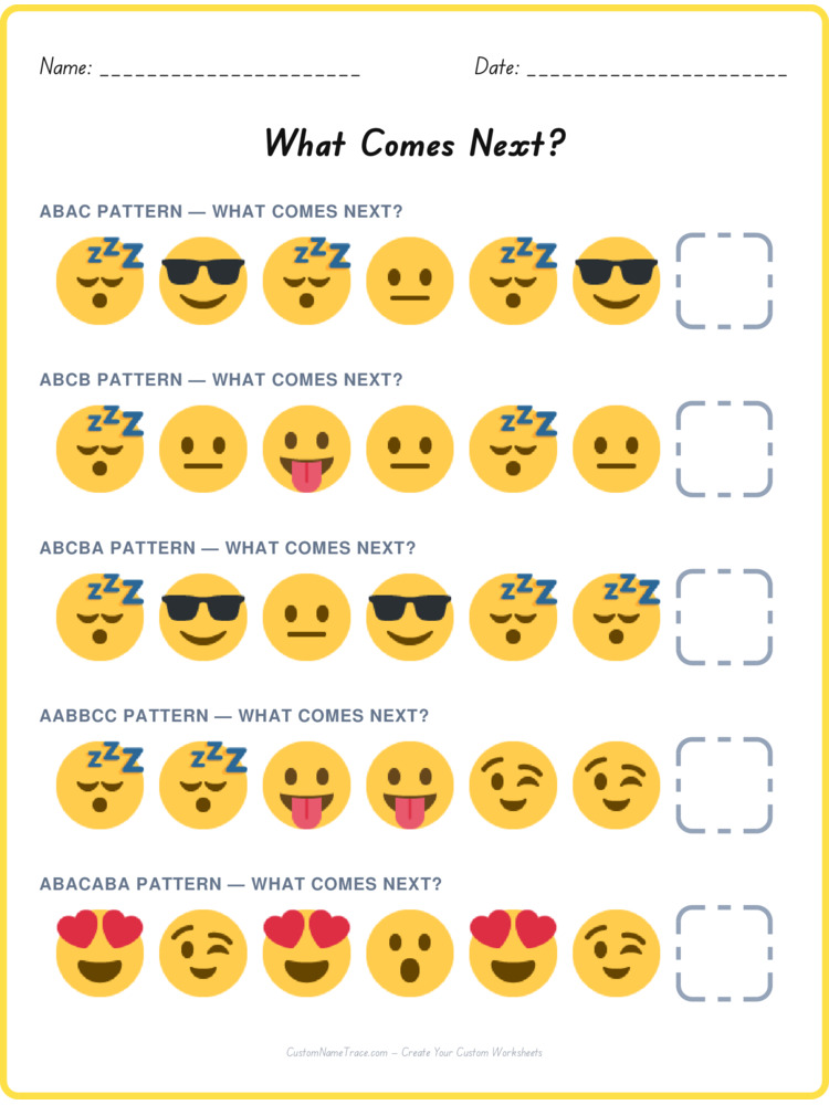 Mixed Review pattern worksheet 129 for kids