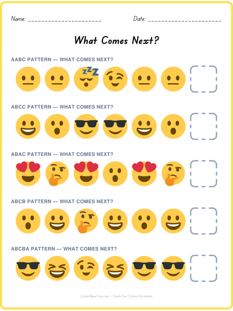Mixed Review pattern worksheet 130 for kids