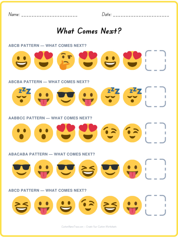 Mixed Review pattern worksheet 131 for kids