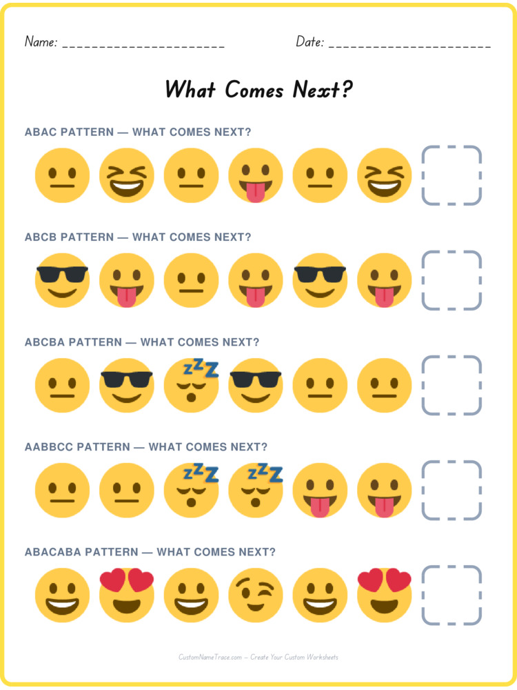 Mixed Review pattern worksheet 132 for kids