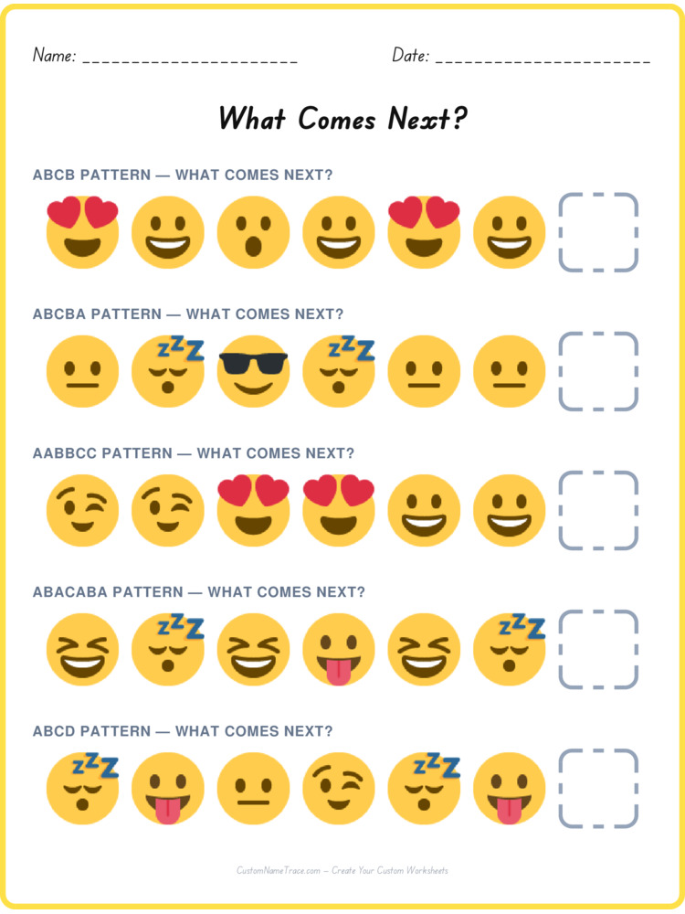 Mixed Review pattern worksheet 133 for kids