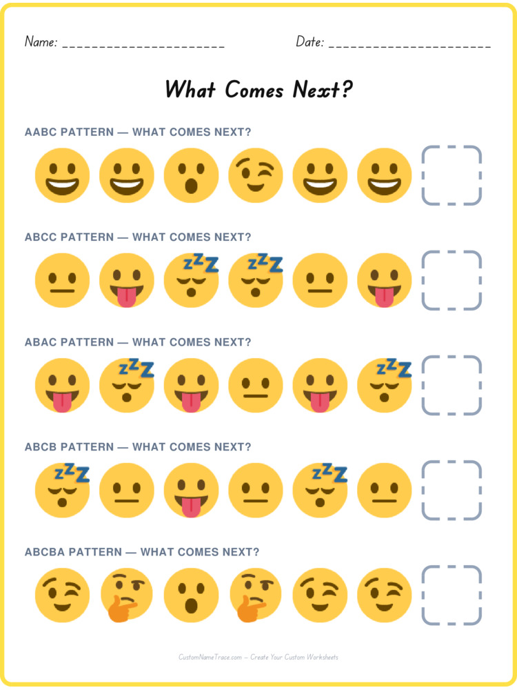 Mixed Review pattern worksheet 174 for kids