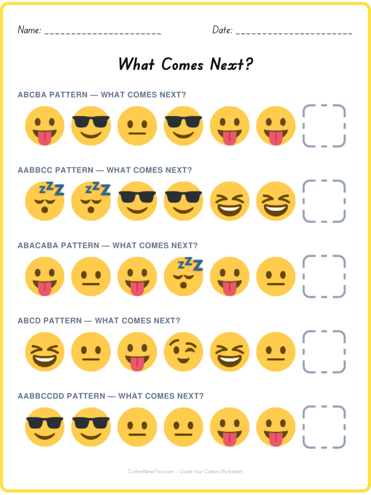 Mixed Review pattern worksheet 188 for kids